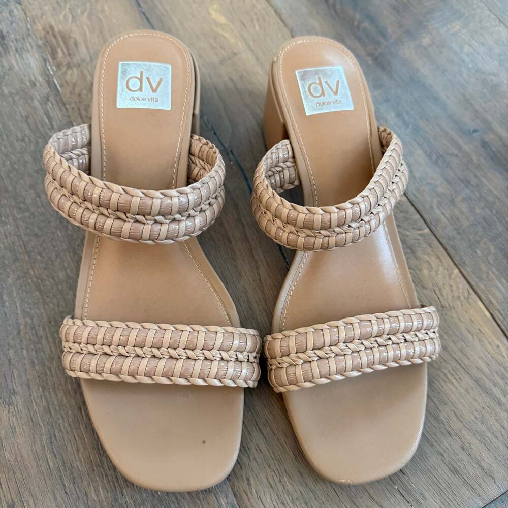 Dolce Vita Santana Nude 2.5” Chunky Heel Sandals Size 10 - Picture 2 of 7
